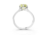 White gold Fancy Yellow Cushion Cut Diamond Solitaire Ring with Flower Prong Setting and Classic Band_3