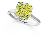 White gold Fancy Yellow Cushion Cut Diamond Solitaire Ring with Flower Prong Setting and Classic Band_38