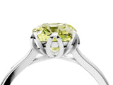 White gold Fancy Yellow Cushion Cut Diamond Solitaire Ring with Flower Prong Setting and Classic Band_4