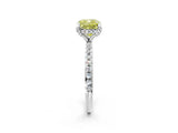 White gold Fancy Yellow Cushion Cut Diamond Solitaire Ring with Four-Prong Setting and Pavé Band_17