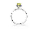 White gold Fancy Yellow Cushion Cut Diamond Solitaire Ring with Four-Prong Setting and Pavé Band_18