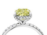 White gold Fancy Yellow Cushion Cut Diamond Solitaire Ring with Four-Prong Setting and Pavé Band_19