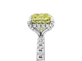 White gold Fancy Yellow Cushion Cut Diamond Solitaire Ring with Four-Prong Setting and Pavé Band_20