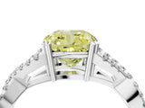 White gold Fancy Yellow Cushion Cut Diamond Solitaire Ring with Four-Prong Setting and Twisted Pavé Band_72