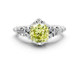 White gold Fancy Yellow Cushion Cut Diamond Solitaire Ring with Hidden Halo and Pavé Band_39