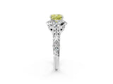 White gold Fancy Yellow Cushion Cut Diamond Solitaire Ring with Hidden Halo and Pavé Band_41