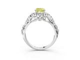 White gold Fancy Yellow Cushion Cut Diamond Solitaire Ring with Hidden Halo and Pavé Band_42