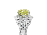 White gold Fancy Yellow Cushion Cut Diamond Solitaire Ring with Hidden Halo and Pavé Band_44