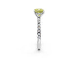 White gold Fancy Yellow Cushion Cut Diamond Solitaire Ring with Pavé Band and Four-Prong Setting_105