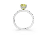 White gold Fancy Yellow Cushion Cut Diamond Solitaire Ring with Pavé Band and Four-Prong Setting_106
