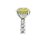 White gold Fancy Yellow Cushion Cut Diamond Solitaire Ring with Pavé Band and Four-Prong Setting_109
