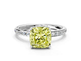 White gold Fancy Yellow Cushion Cut Diamond Solitaire Ring with Pavé Band and Hidden Halo_33