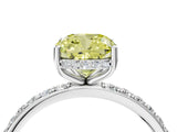 White gold Fancy Yellow Cushion Cut Diamond Solitaire Ring with Pavé Band and Hidden Halo_36