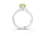 White gold Fancy Yellow Cushion Cut Diamond Solitaire Ring with Pavé Band and Prong Setting_15