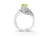 White gold Fancy Yellow Cushion Cut Diamond Solitaire Ring with Prong Setting and Twisted Pavé Band_15