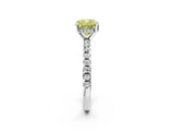 White gold Fancy Yellow Cushion Cut Diamond Solitaire Ring with Round  Pavé Band and Four-Prong Setting_50