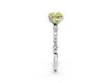 White gold Fancy Yellow Cushion Cut Diamond Solitaire Ring with Round  Pavé Band and Prong Setting_135