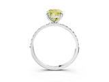 White gold Fancy Yellow Cushion Cut Diamond Solitaire Ring with Round  Pavé Band and Prong Setting_138