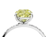 White gold Fancy Yellow Cushion Cut Diamond Solitaire Ring with Round  Pavé Band and Prong Setting_139