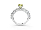 White gold Fancy Yellow Cushion Cut Diamond Solitaire Ring with Shared Prong Pavé Band and Four-Prong Setting_61