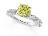 White gold Fancy Yellow Cushion Cut Diamond Solitaire Ring with Shared Prong Pavé Band and Four-Prong Setting_71