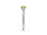 White gold Fancy Yellow Cushion Cut Diamond Solitaire Ring with Shared Prong Pavé Band and Four-Prong Setting_72
