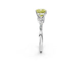 White gold Fancy Yellow Cushion Cut Diamond Solitaire Ring with Side Stones and Four-Prong Setting_76
