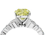 White gold Fancy Yellow Cushion Cut Diamond Solitaire Ring with Side Stones and Four-Prong Setting_78