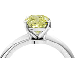White gold Fancy Yellow Cushion Cut Diamond Solitaire Ring with Six-Prong Setting and Classic Band_313