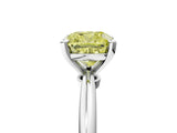 White gold Fancy Yellow Cushion Cut Diamond Solitaire Ring with Six-Prong Setting and Classic Band_314