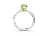White gold Fancy Yellow Cushion Cut Diamond Solitaire Ring with Six-Prong Setting and Classic Band_318