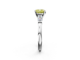 White gold Fancy Yellow Cushion  Cut Diamond Solitaire Ring with Tapered Baguette Accents and Four-Prong Setting_90