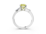 White gold Fancy Yellow Cushion  Cut Diamond Solitaire Ring with Tapered Baguette Accents and Four-Prong Setting_91