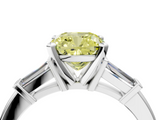 White gold Fancy Yellow Cushion  Cut Diamond Solitaire Ring with Tapered Baguette Accents and Four-Prong Setting_92