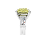 White gold Fancy Yellow Cushion  Cut Diamond Solitaire Ring with Tapered Baguette Accents and Four-Prong Setting_93