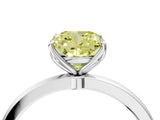 White gold Fancy Yellow Cushion Cut Diamond Solitaire Ring with Thin Band and Prong Setting_19