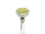 White gold Fancy Yellow Cushion Cut Diamond Solitaire Ring with Thin Band and Prong Setting_20