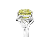 White gold Fancy Yellow Cushion Cut Diamond Solitaire Ring with Twist Band and Four-Prong Setting_119