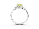 White gold Fancy Yellow Cushion Cut Diamond Solitaire Ring with Twist Band and Four-Prong Setting_122
