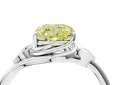 White gold Fancy Yellow Cushion Cut Diamond Solitaire Ring with Twist Band and Four-Prong Setting_123