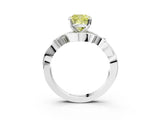 White gold Fancy Yellow Cushion Cut Diamond Solitaire Ring with Twisted Band and Prong Setting_172