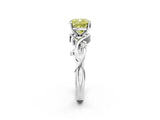 White gold Fancy Yellow Cushion Cut Diamond Solitaire Ring with Twisted Band and Prong Setting_196