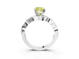 White gold Fancy Yellow Cushion Cut Diamond Solitaire Ring with Twisted Band and Prong Setting_196