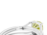 White gold Fancy Yellow Cushion Cut Diamond Solitaire Twist Band Prong Setting Ring_156