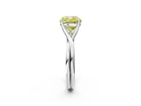 White gold Fancy Yellow Cushion Cut Diamond Solitaire Twist Band Prong Setting Ring_157