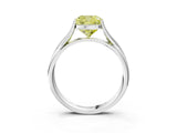 White gold Fancy Yellow Cushion Cut Diamond Solitaire Twist Band Prong Setting Ring_159