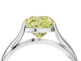 White gold Fancy Yellow Cushion Cut Diamond Solitaire Twist Band Prong Setting Ring_160