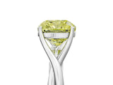 White gold Fancy Yellow Cushion Cut Diamond Solitaire Twist Band Prong Setting Ring_161