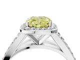 White gold Fancy Yellow Cushion Cut Diamond Split Shank Halo Ring with Four-Prong Setting_105