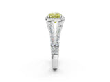 White gold Fancy Yellow Cushion Cut Diamond Split Shank Halo Ring with Four-Prong Setting_108